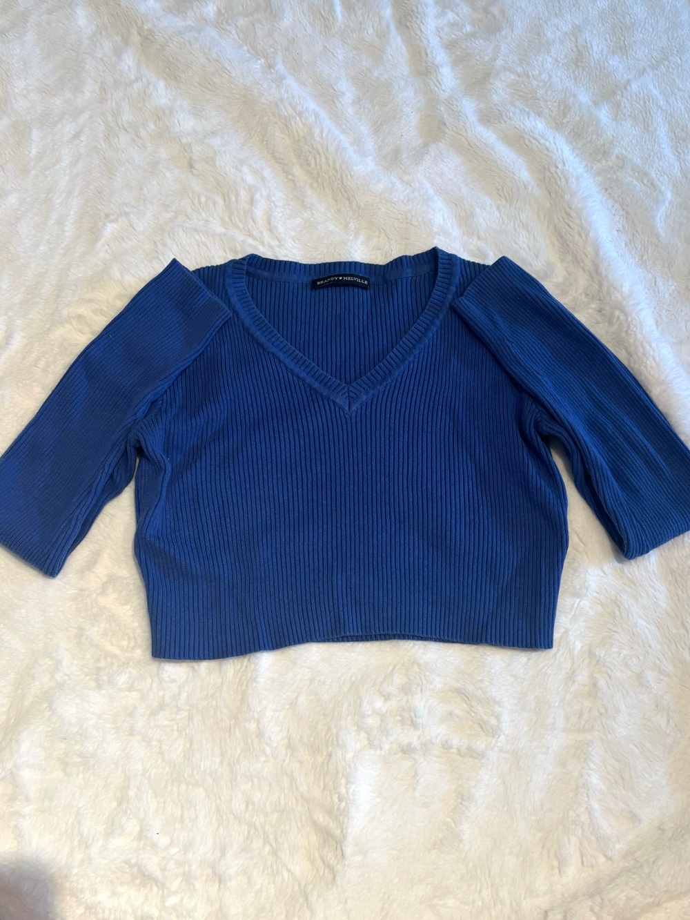 Brandy Blue Ribbed V-Neck Crop Top